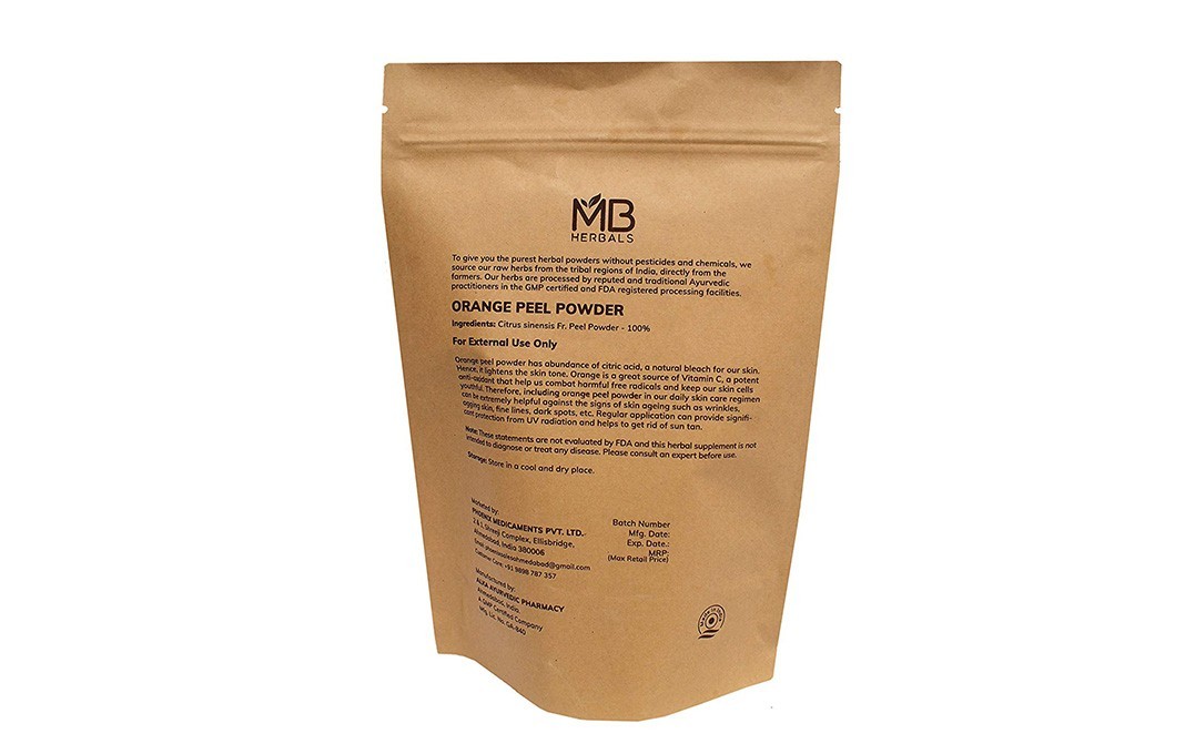 MB Herbals Orange Peel Powder, Citrus Sinensis   Pack  100 grams